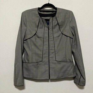Magaschoni Collection Gray Zip Up Blazer Jacket Size 8